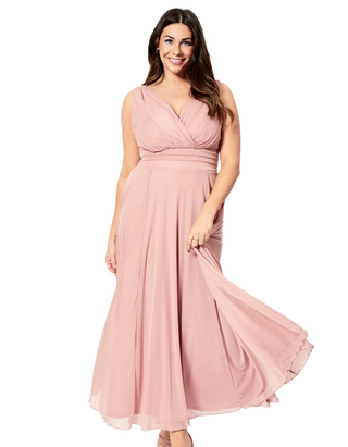 Scarlett & Jo Plus Size Nancy Marilyn Blush Pink Chiffon Maxi Dress