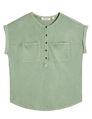 Women's Short Sleeve 100% Cotton Beth Jersey Blouse in Dusty Green