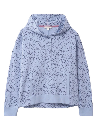 Women's Long Sleeve Printed Posy Pullover Hoodie in Blue (Imperfect)