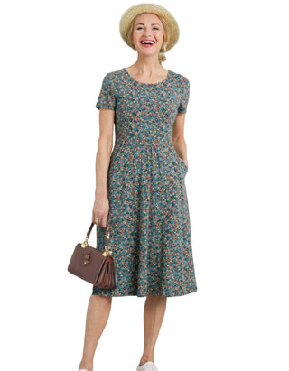 Women's Short Sleeve April Dress in Bijou Daisies Mix (IMPERFECT)