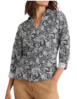 Women's Annie Floral Printed Jersey Shirt in Black