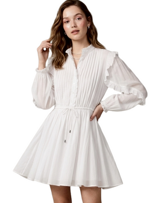 Zadig & Voltaire Girls' Cotton Ruffle Sleeve Woven Dress in White