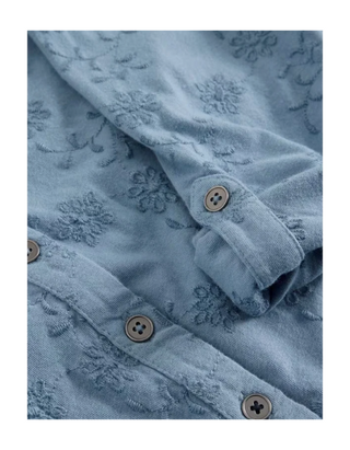 Women's Annie Broderie Jersey 100% Cotton Shirt in Blue (Imperfect)