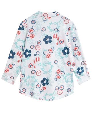 Women's Annie Jersey Long Sleeve Floral Shirt in White Print