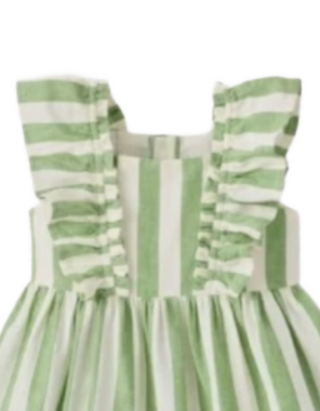Baby Flutter Sleeve Printed Linen Dress in Ecru/Candied Apple