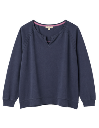 Women's Long Sleeve Rough Trims Sweat Top in Midnight Navy