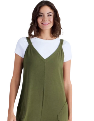 Women's Sleeveless Selina Jersey V Neck Jumpsuit in Green