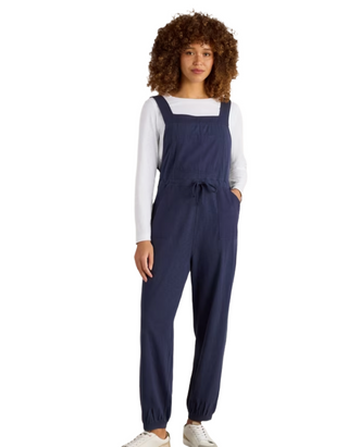 Women's Sleeveless Daphne Jersey Dungarees in Dark Navy