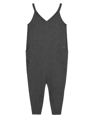 Women's Sleeveless Selina Jersey V Neck Jumpsuit in Charcoal Grey