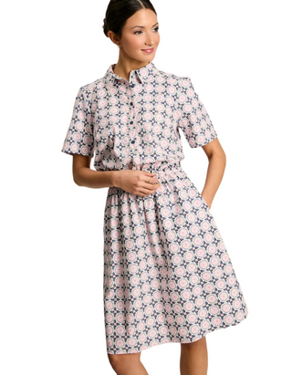 Women's Printed Tennis Dress in Opal Pink & Blue