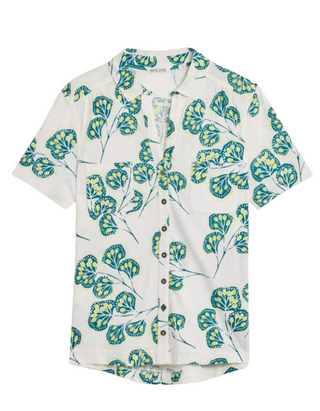 Women's Short Sleeve Penny Pocket Shirt In White Floral