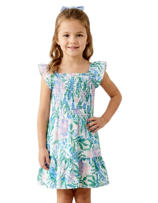 Lilly Pulitzer Mini Jilly Dress in Resort White Shell Collector in Multi Floral Weed