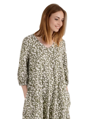 Women's Wave Wing 3/4 Sleeve Jersey Dress in Green