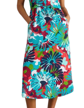 Women's Sleevless Heidi Jersey Midi Dress in Navy Multi