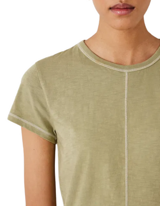 Women’s Short Sleeve Danika Stitch Detail T-Shirt in Olive Green