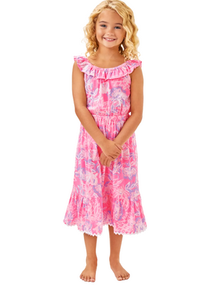 Lilly Pulitzer Girls' Zetta Midi Dress in Pink Multi