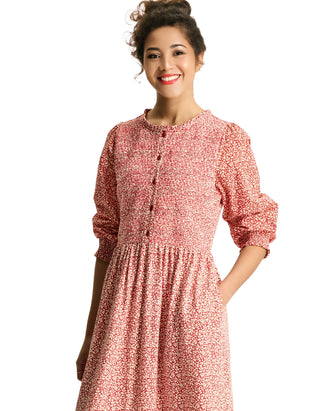 Women's Gia Red Mixed Fabric Dress