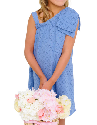 The Beaufort Bonnet Company Maebelle Eyelet Bow Dress in Blue