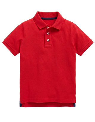 Mini Boden Boys Piqué Polo Shirt in Brilliant Red