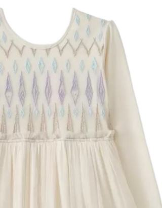 Girl's Embroidered Tulle Dress in Frozen White