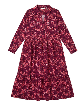 Women's Jersey Long Sleeve Abstract Animal Print Midi Dress in Pink