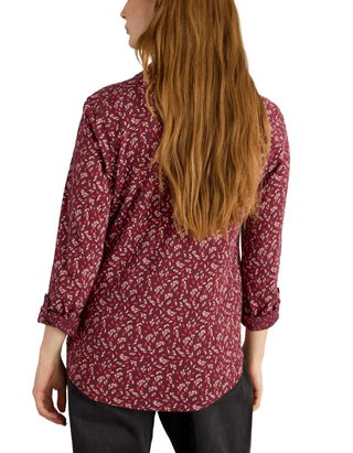 Women's Leaf Printed Annie Jersey Shirt in Plum/Mlt
