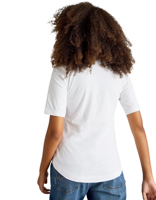 Women's Short Sleeve Annie Embroidered Shirt in White