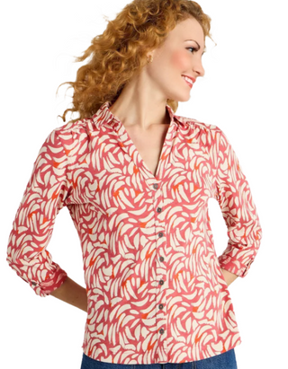 Women's Annie Jersey Stroke Printed Shirt in Pink Mix