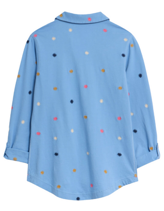 Women's Long Sleeve Annie Embroidered Jersey Shirt in Blue