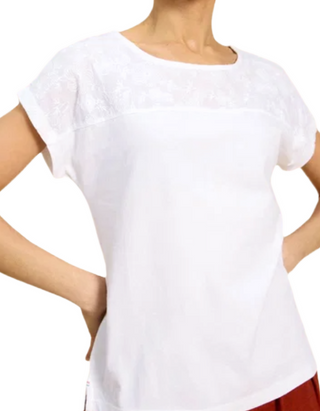 Women's Anthea Floral Embroidered Top in White