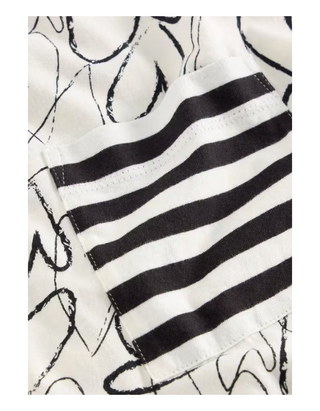 Women's Long Sleeve Demi Dolmon Cotton T-Shirt in White/Black