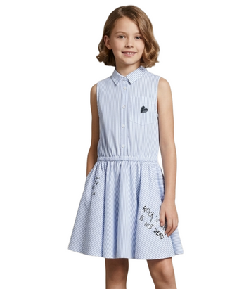Zadig & Voltaire Girl's Striped Day Dress in Electric Blue
