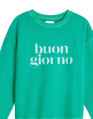 Women's Buon Giorno Sweatshirt in Green (IMPERFECT)