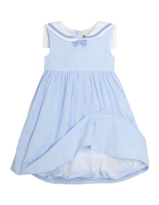 Jojo Mama Bebe Girls' Sailor Stripe Party Dress in Sky Blue