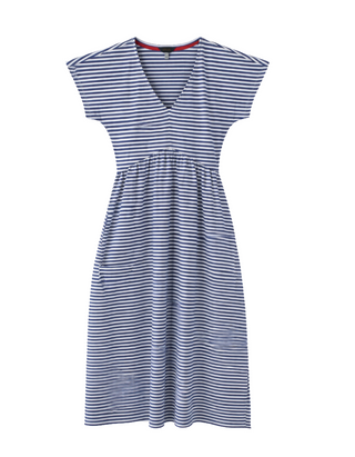 Women's Daybreak Striped Jersey Dress in Blue/White