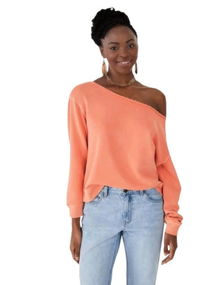 Women's Celine Off Shoulder Sweatshirt in Orange (Imperfect)