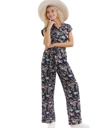 Women's Perfect Paisley Jersey Jumpsuit in Black Multi