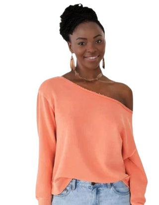 Women's Celine Off Shoulder Sweatshirt in Orange (Imperfect)