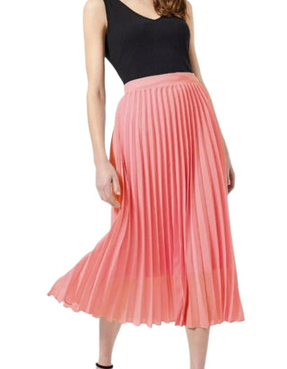 Women's Pleated Knee Length Skirt in Pink
