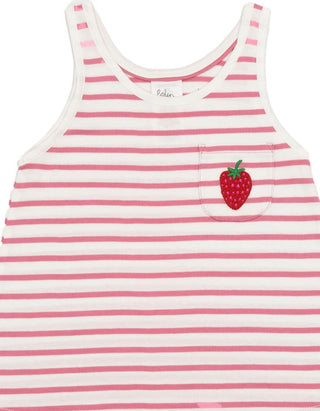 Girl's Sleeveless Stripe Strawberry Vest in Pink