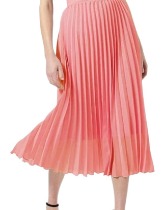 Women's Pleated Knee Length Skirt in Pink