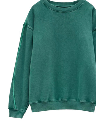 Women's Contrast Stitch Detail Sweatshirt in Green (Imperfect)