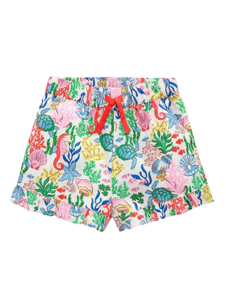 Mini Boden Girls' Juniper Cotton Shorts in Multi Coral Cove