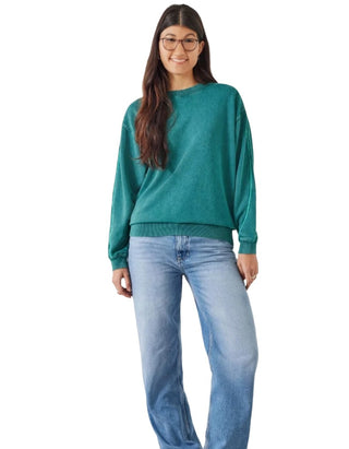 Women's Contrast Stitch Detail Sweatshirt in Green (Imperfect)