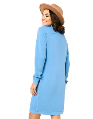 Women's Long Sleeve Willa Cotton Sweat Dress in Blue