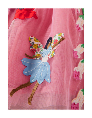 Mini Boden Girls' Applique Tulle Dress in Formica Pink Flower Fairy