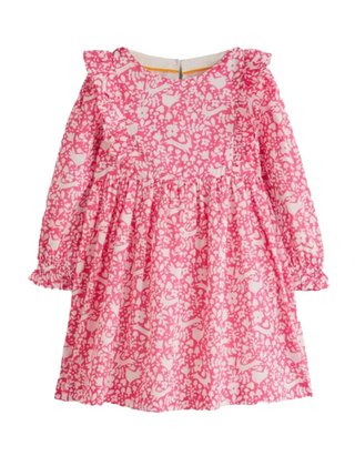 Mini Boden Girls' Frill Tiered Woven Dress in Pink Woodland Toile