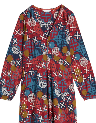 Women's Long Sleeve Megan Midi Jersey Dress in Chartreuse Multi