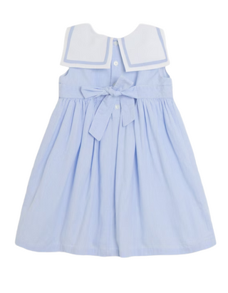 Jojo Mama Bebe Girls' Sailor Stripe Party Dress in Sky Blue