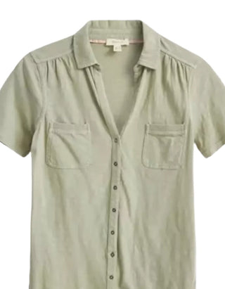 Women's Short Sleeve Pocket Jersey Shirt in Dusty Green (IMPERFECT)